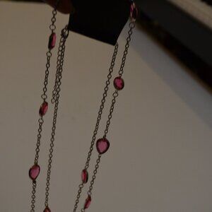 PAPARAZZI (R) Necklace Long Chain vary Shapes Pendants/Charms Silver Pink ~25'